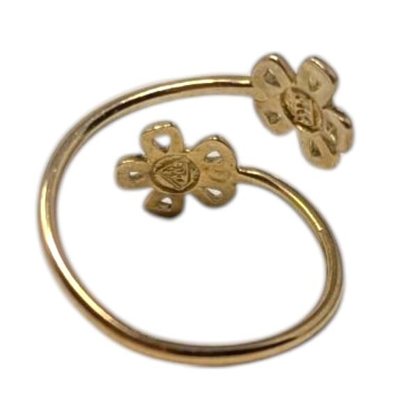 Estate 14K Yellow Gold Daisy Flower Wrap Ring Size 5.5 1.23g - Picture 3 of 6